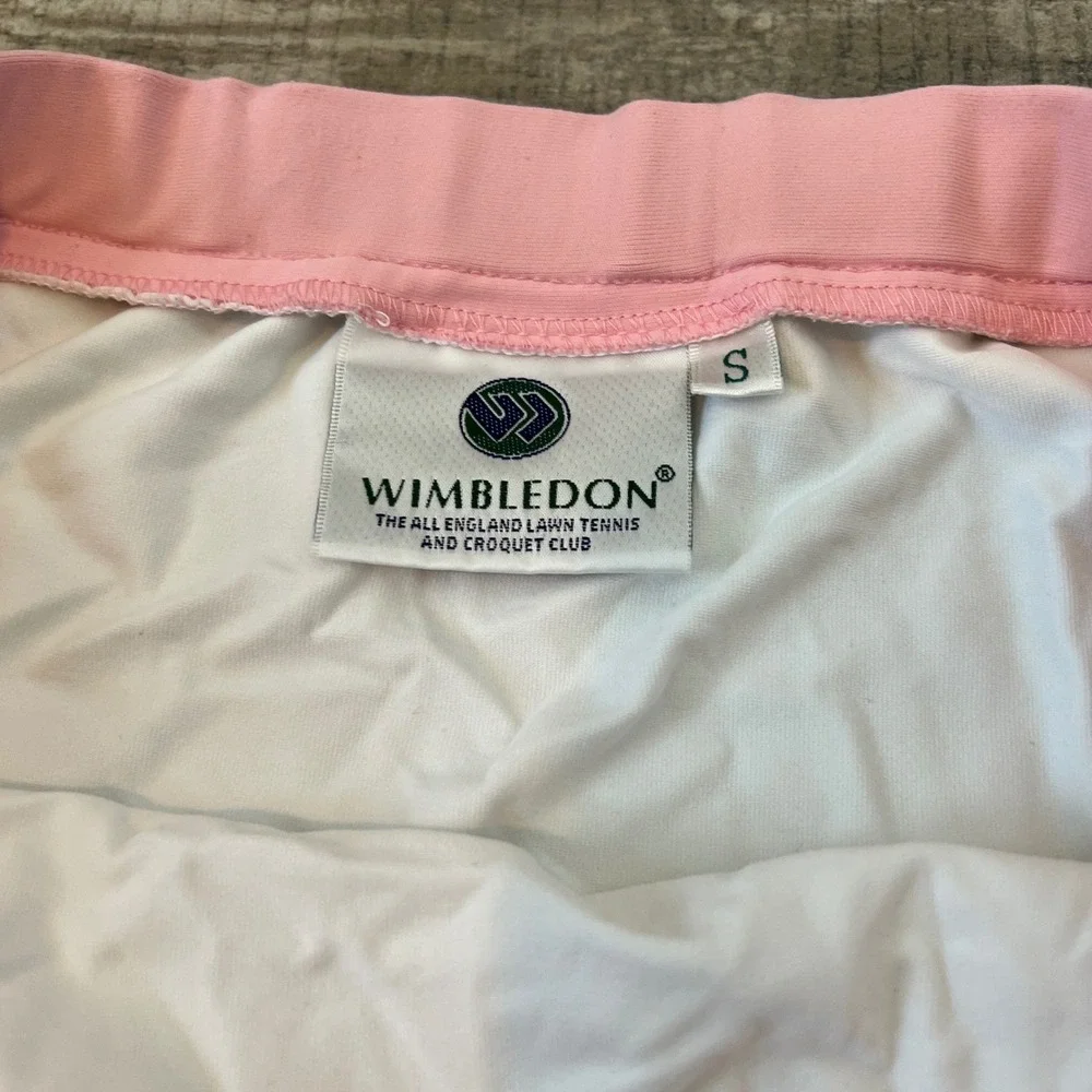 90s Wimbledon Tennis Skirt Women Size S White Pink Navy‎ Striped Elastic Waist